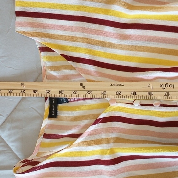 Lane Bryant Womens Peplum Top Sz 24 Short Sleeve V-Neck Smock Waist Stripe Pink - Picture 10 of 10